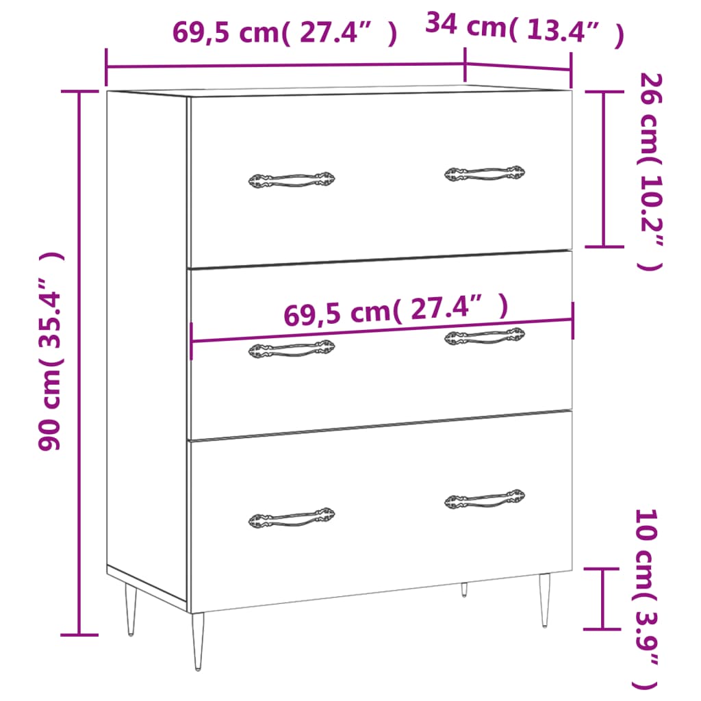 vidaXL Buffet chêne fumé 69,5x34x90 cm bois d'ingénierie