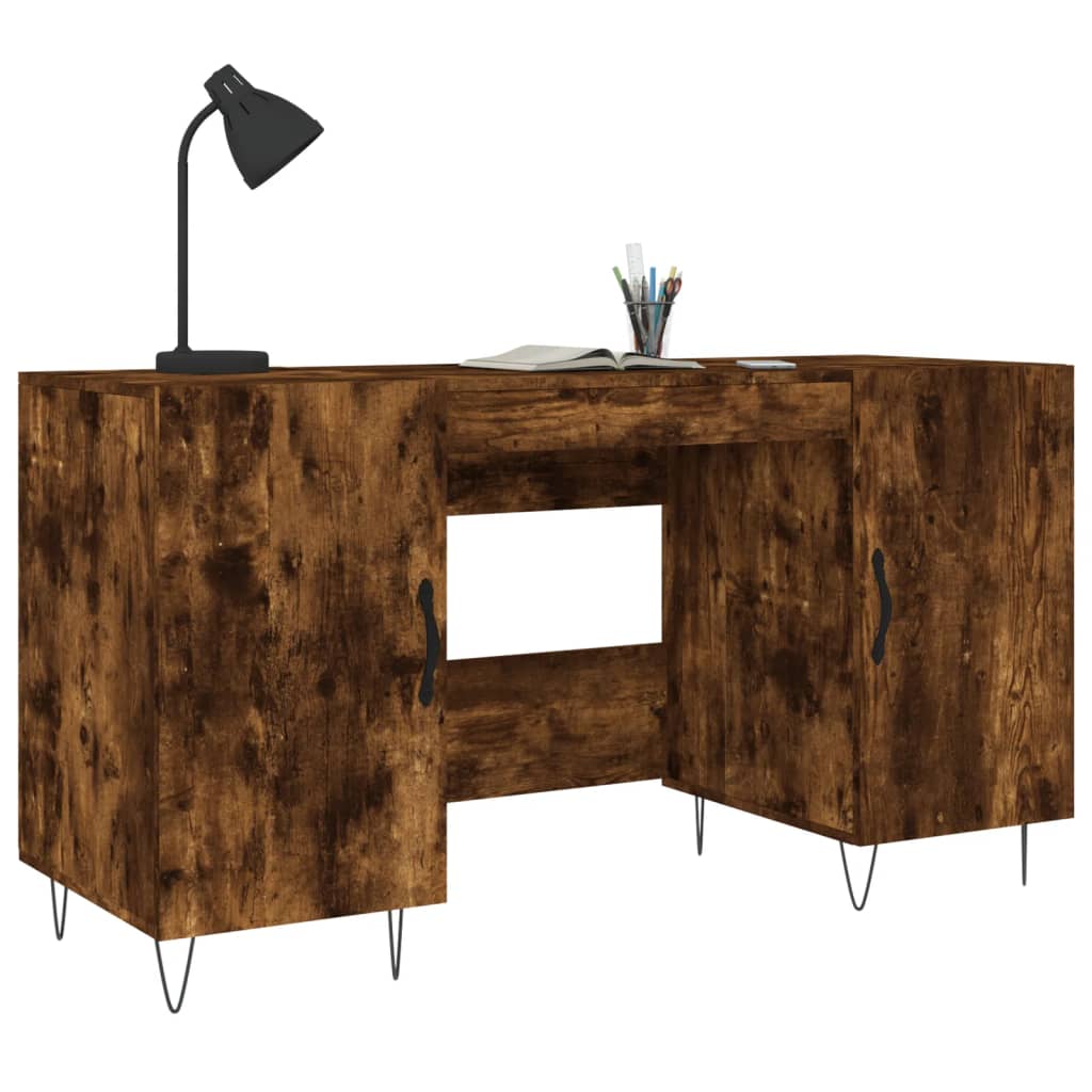 vidaXL Bureau chêne fumé 140x50x75 cm bois d'ingénierie