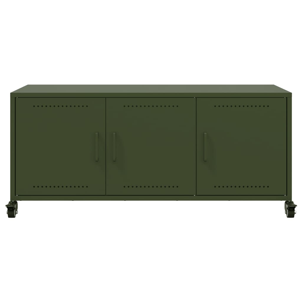 vidaXL Meuble TV vert olive 100,5x39x43,5 cm acier