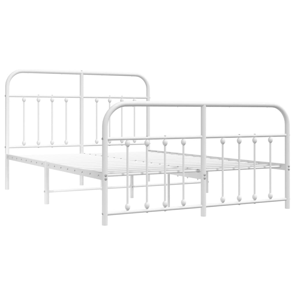 vidaXL Cadre de lit métal sans matelas et pied de lit blanc 135x190 cm