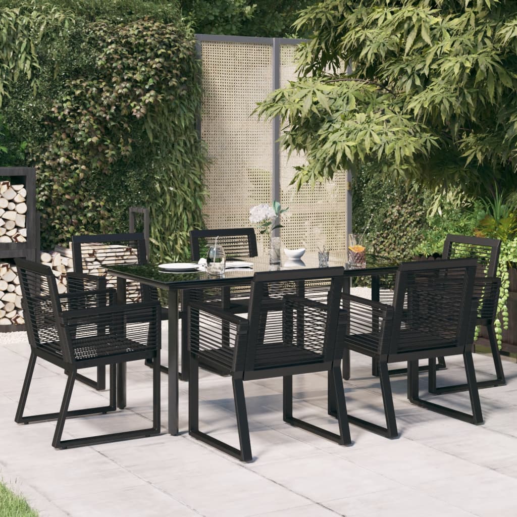 vidaXL Ensemble à manger de jardin 7 pcs Noir Rotin PVC