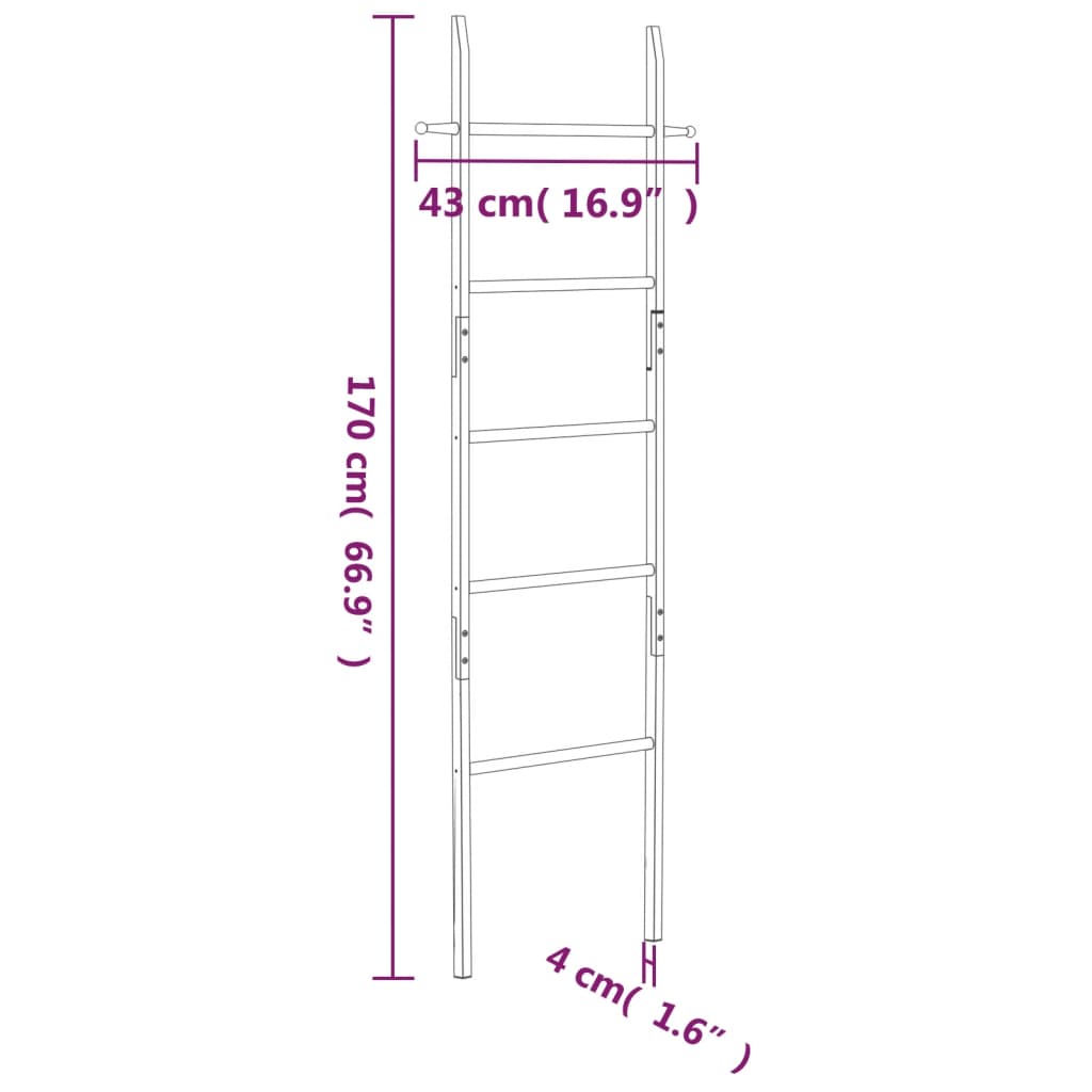 vidaXL Échelle à serviettes 170 cm Bois massif de noyer