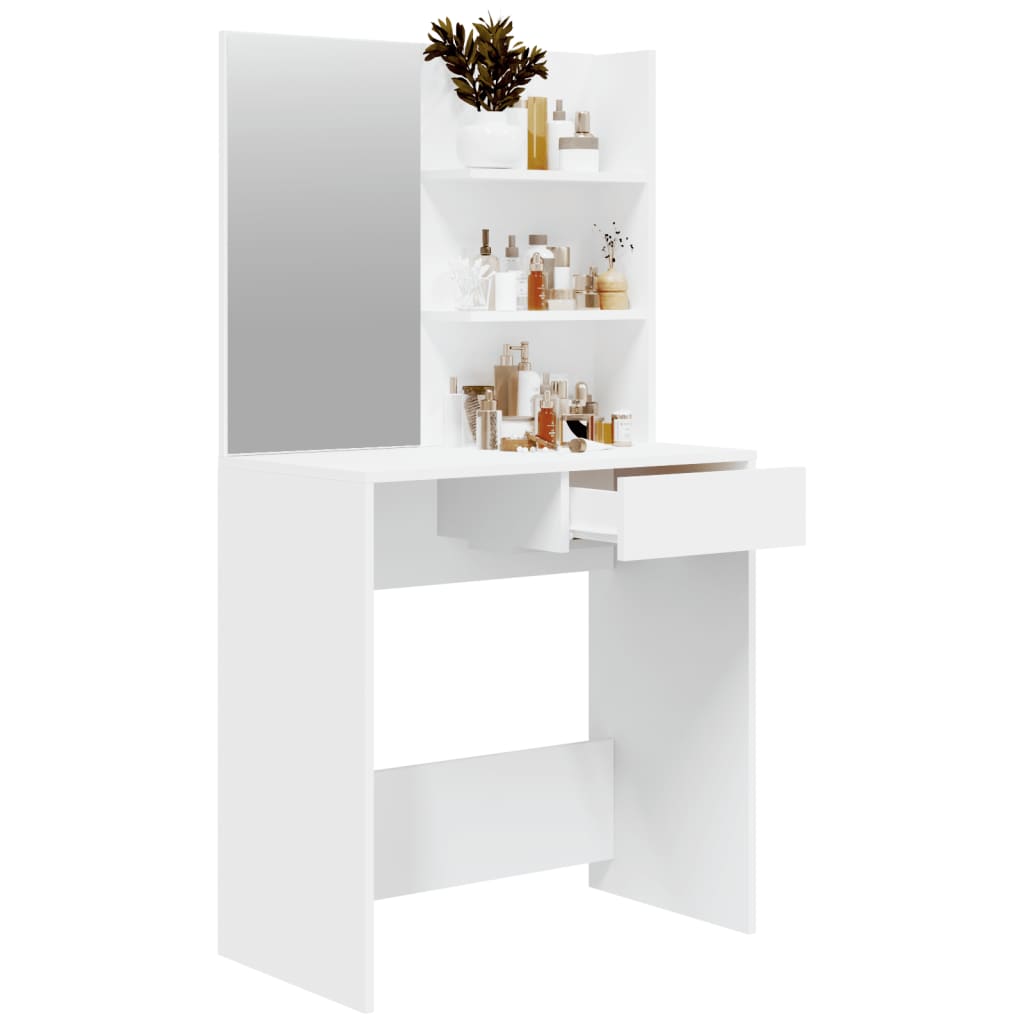 vidaXL Coiffeuse avec miroir blanc 74,5x40x141 cm