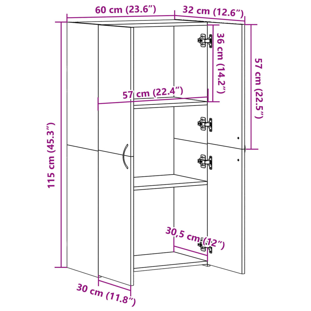 vidaXL Armoire de classement noir 60x32x115 cm bois d'ingénierie