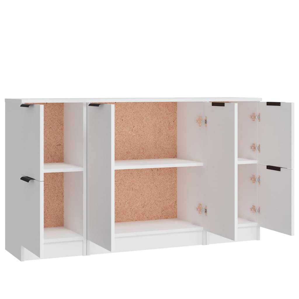 vidaXL Buffets 3 pcs Blanc Bois d'ingénierie