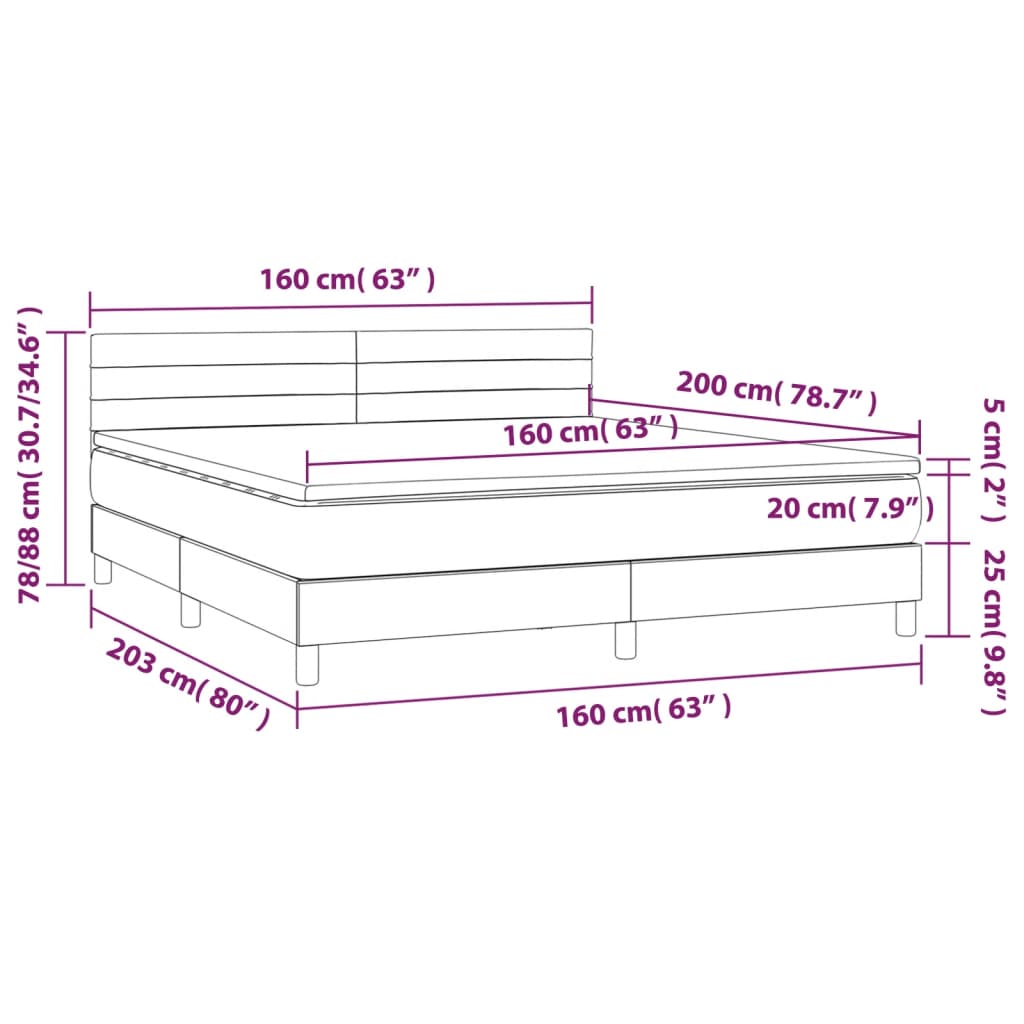 vidaXL Sommier à lattes de lit avec matelas Crème 160x200 cm Tissu