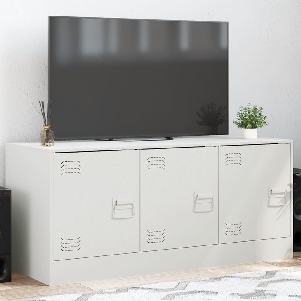 vidaXL Meuble TV blanc 99x39x44 cm acier