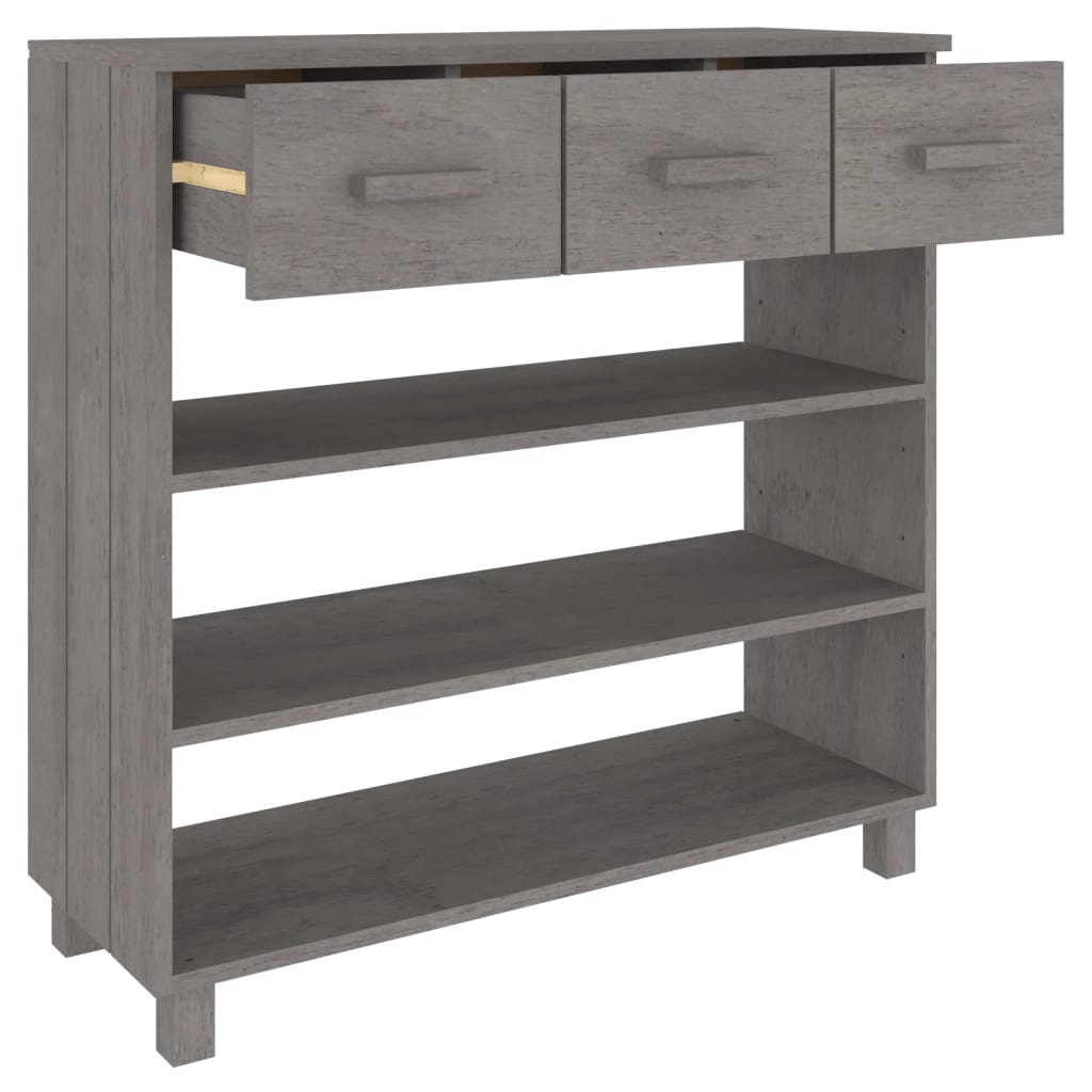 vidaXL Table console HAMAR Gris clair 90x35x90 cm Bois massif de pin