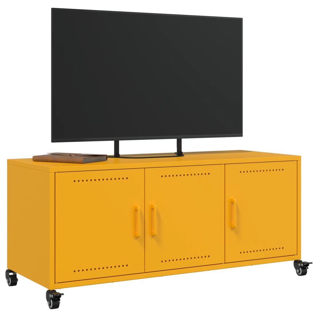 vidaXL Meuble TV jaune moutarde 100,5x39x43,5 cm acier