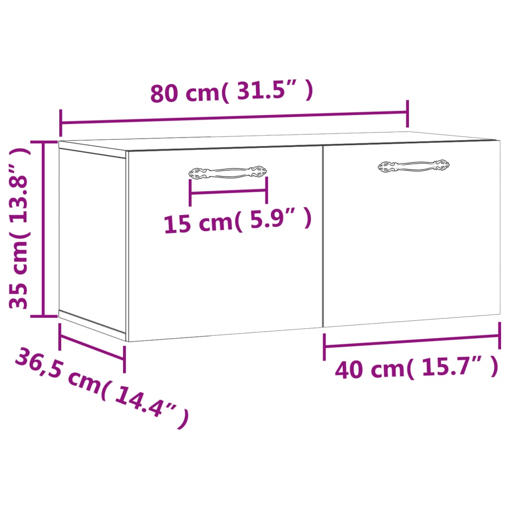 vidaXL Armoire murale chêne marron 80x36,5x35 cm bois d'ingénierie