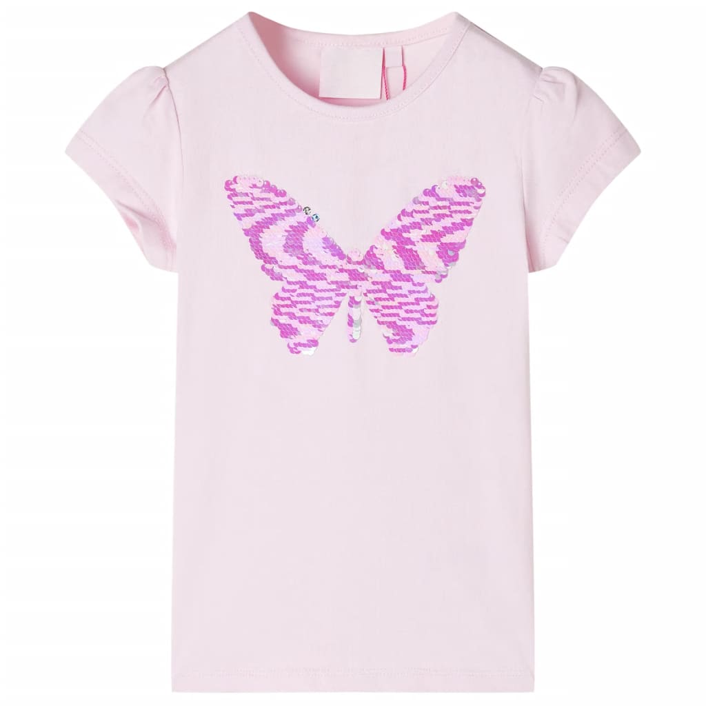 T-shirt pour enfants à mancherons rose pâle 140