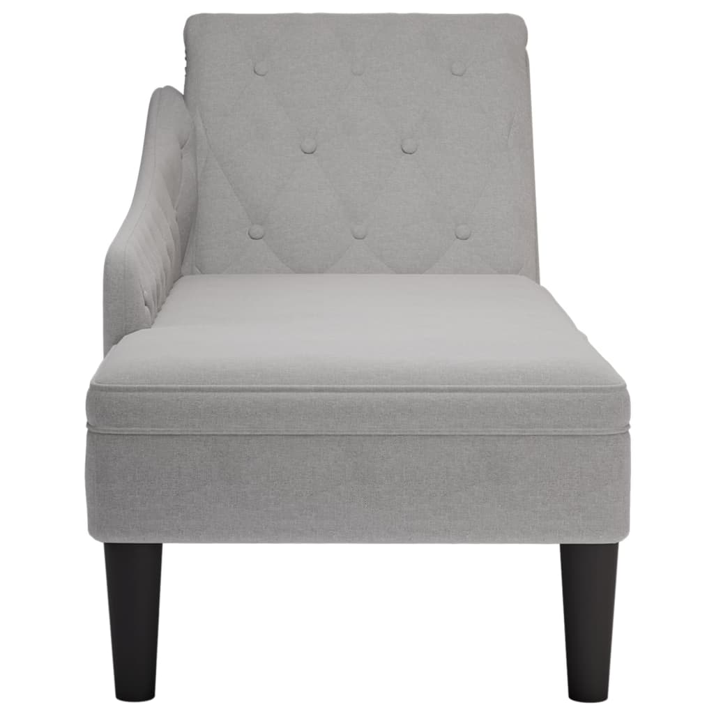 vidaXL Fauteuil long avec coussin et accoudoir droit gris nuage tissu