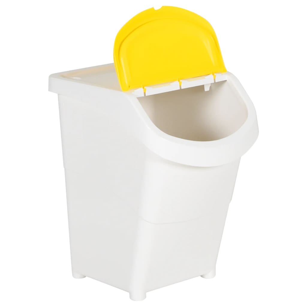 vidaXL Poubelles empilables avec couvercles 3 pcs blanc PP 120 L