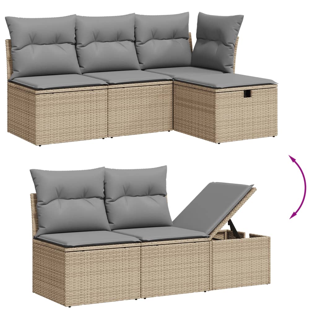 vidaXL Salon de jardin avec coussins 7pcs mélange beige résine tressée