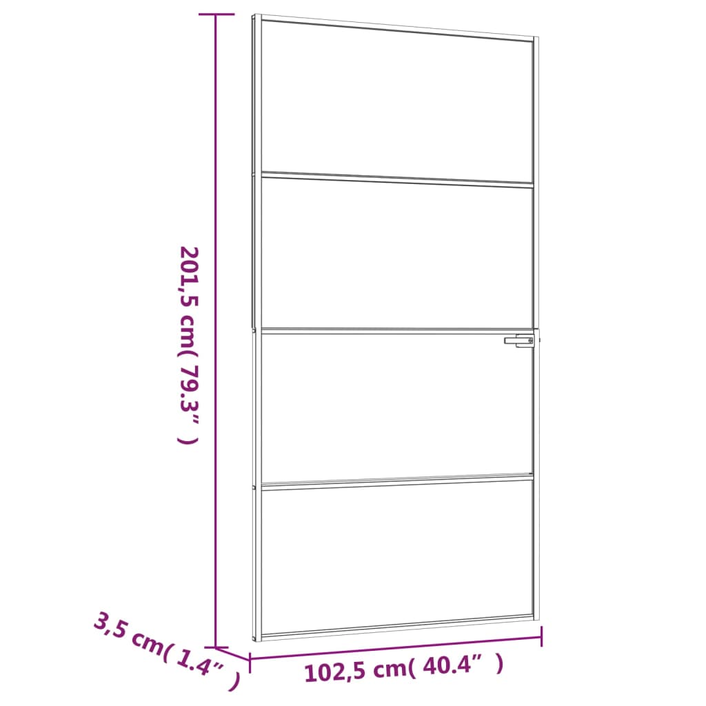 vidaXL Porte d'intérieur Blanc 102x201,5 cm Trempé verre aluminium fin