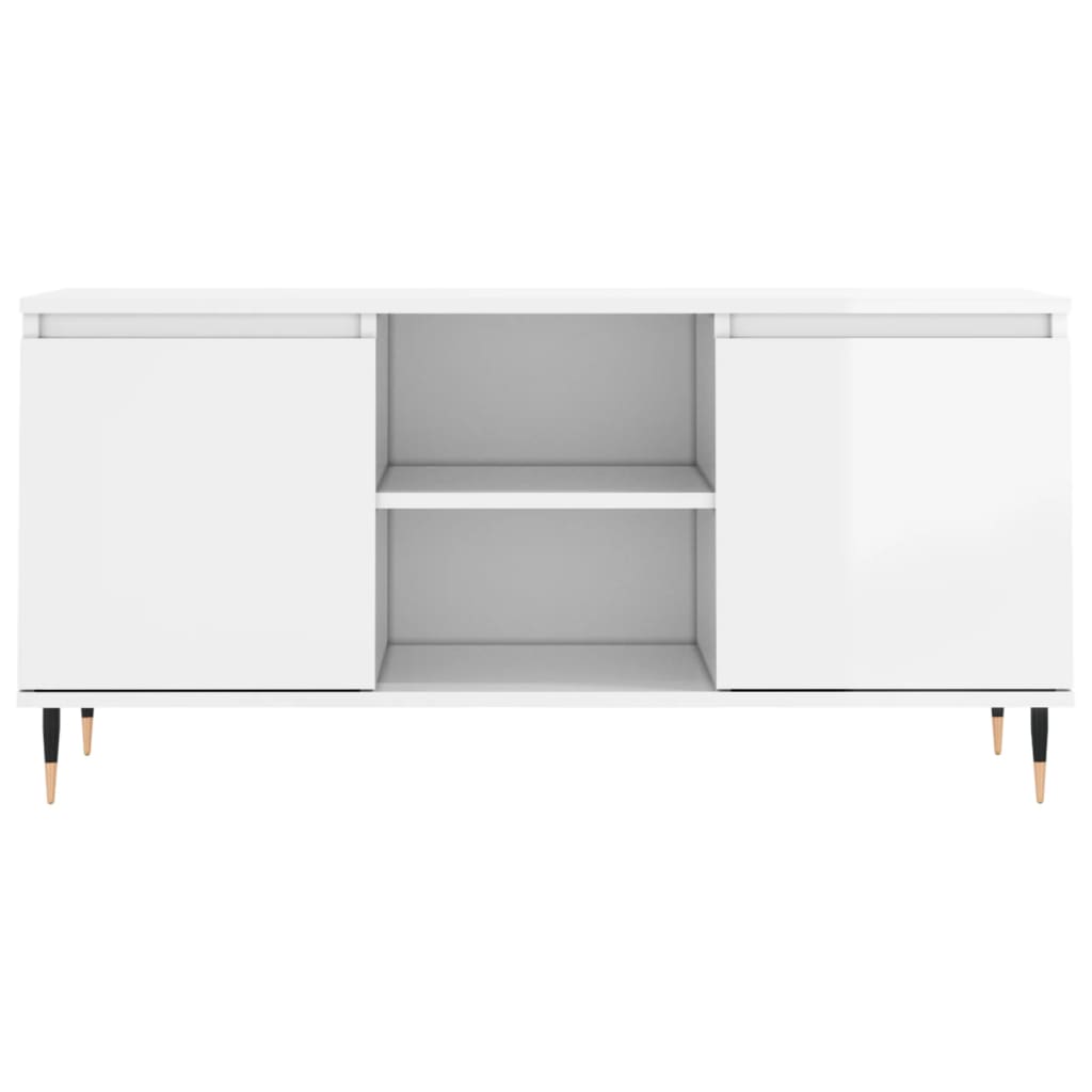 vidaXL Meuble TV blanc brillant 104x35x50 cm bois d'ingénierie