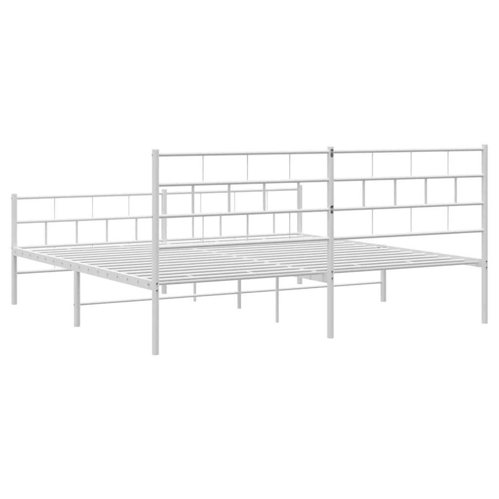 vidaXL Cadre de lit métal sans matelas et pied de lit blanc 193x203 cm