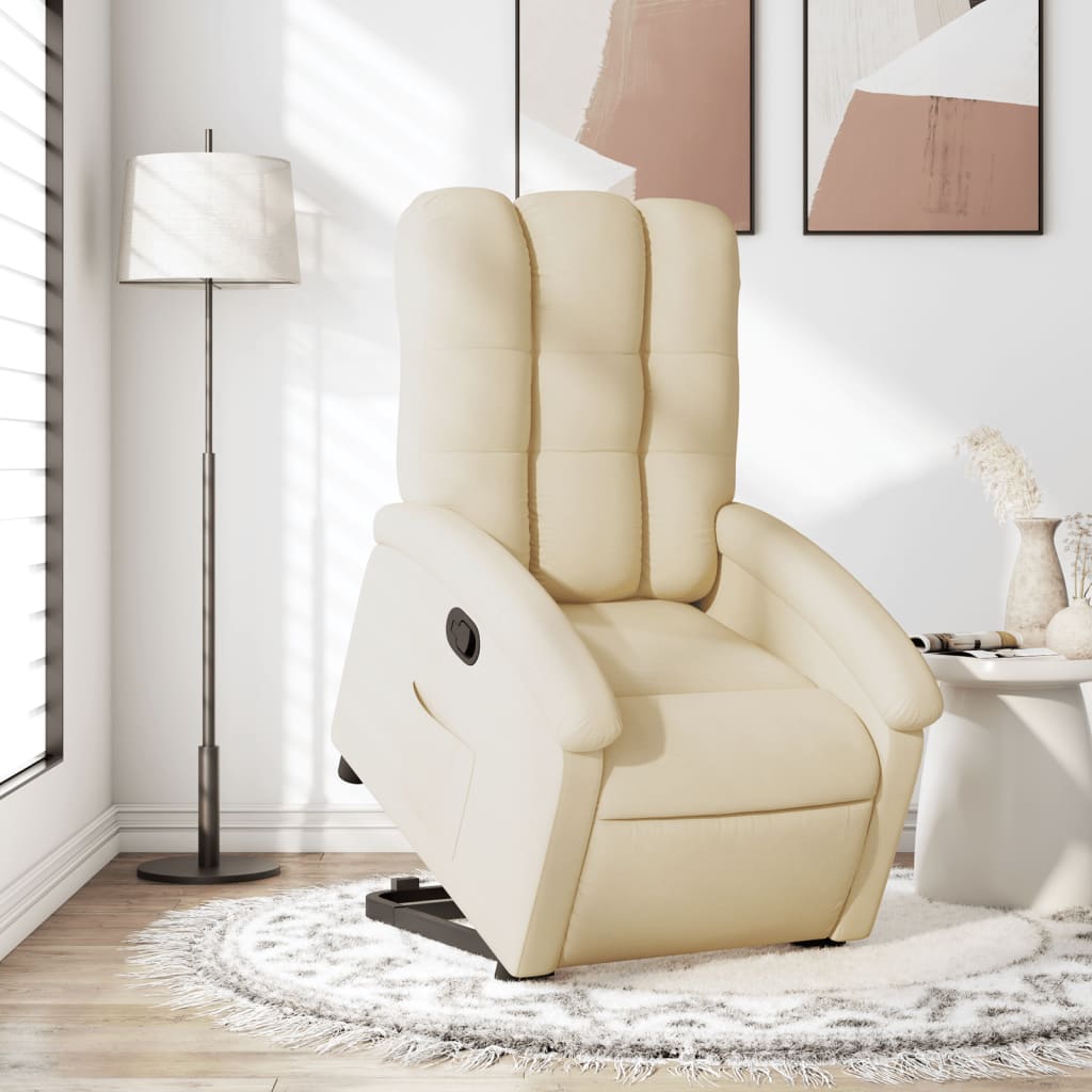 vidaXL Fauteuil inclinable Crème Tissu