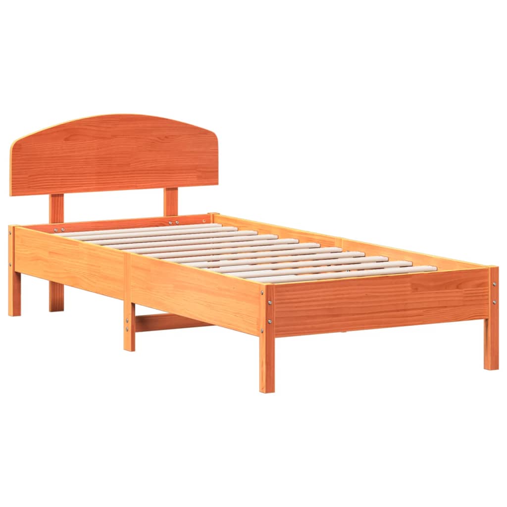 vidaXL Cadre de lit sans matelas cire marron 100x200cm bois pin massif