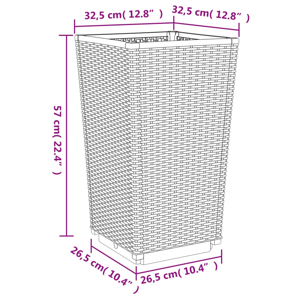 vidaXL Jardinières 4 pcs blanc 32,5x32,5x57 cm polypropylène