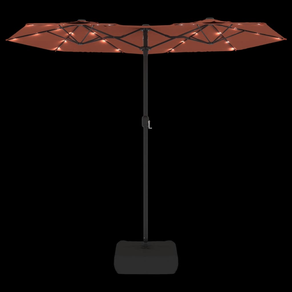 vidaXL Parasol de jardin à double tête avec LED terre cuite 316x240 cm