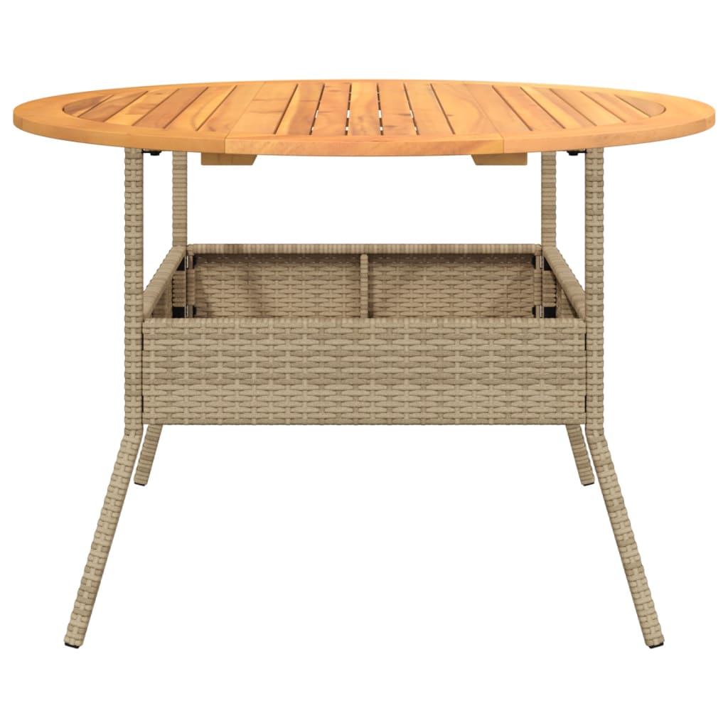 vidaXL Table de jardin et dessus en bois d'acacia beige résine tressée