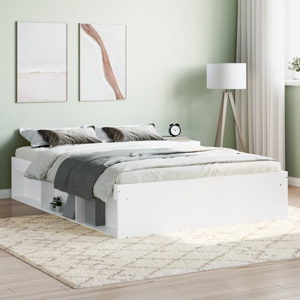 vidaXL Cadre de lit blanc 135x190 cm double