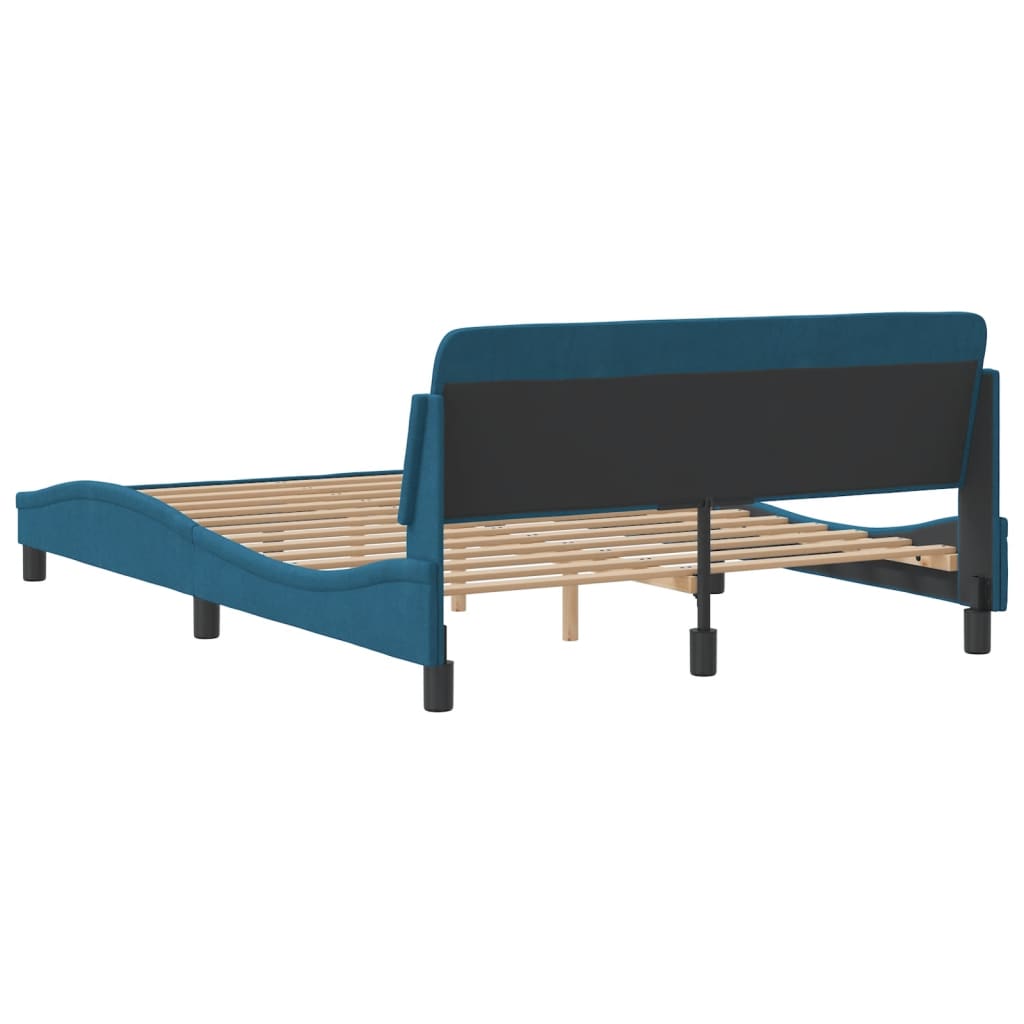 vidaXL Cadre de lit et tête de lit sans matelas bleu 140x190cm velours