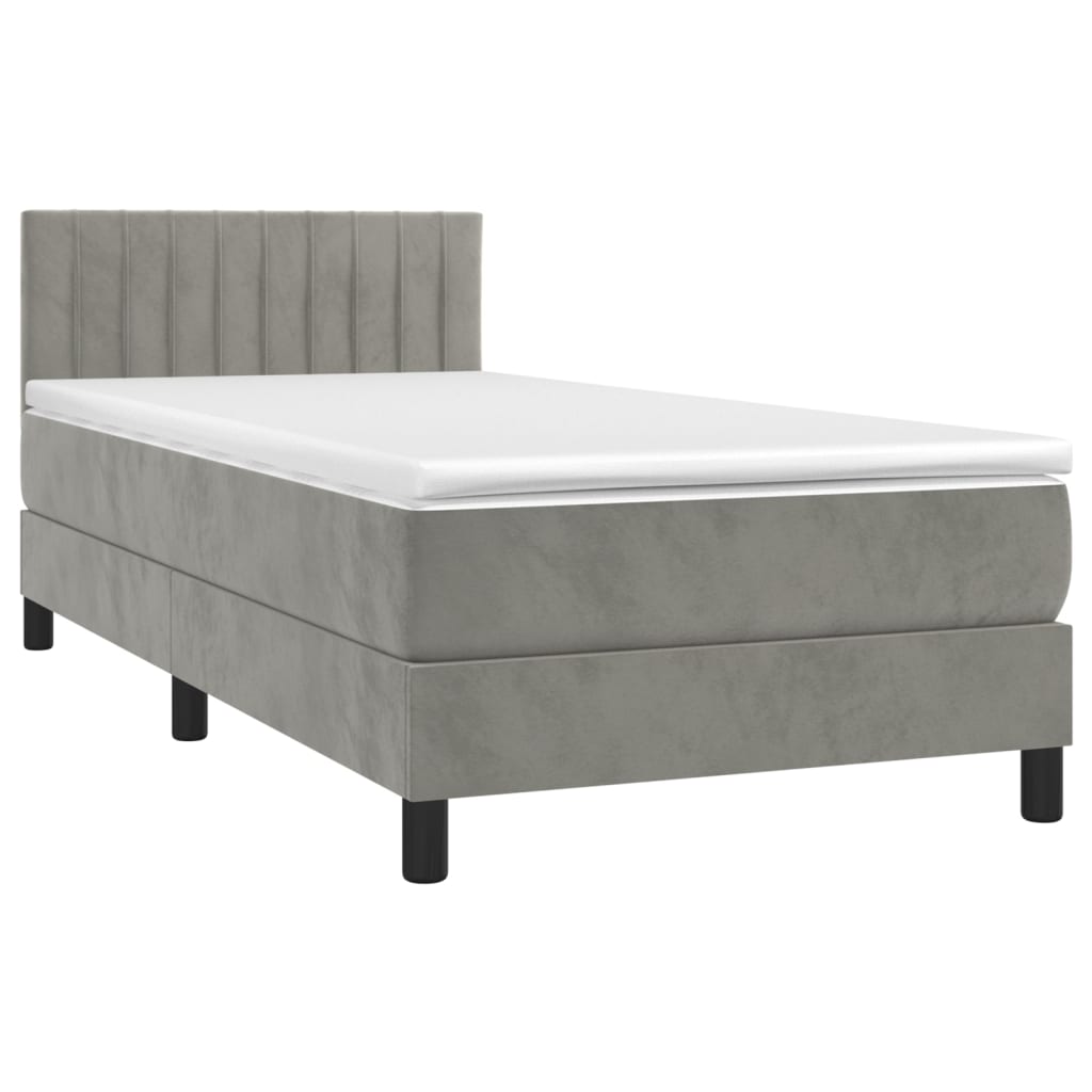 vidaXL Sommier à lattes de lit et matelas Gris clair 80x200 cm Velours