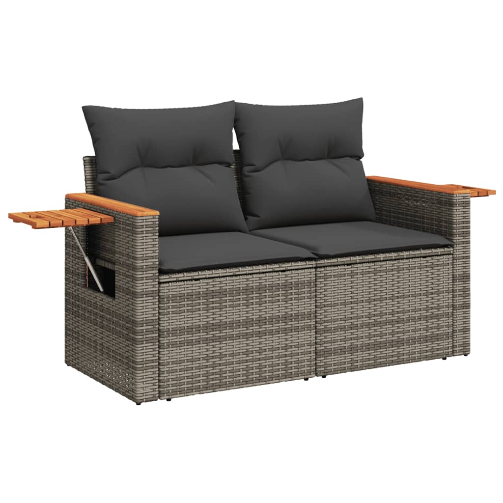 vidaXL Salon de jardin avec coussins 7 pcs gris résine tressée