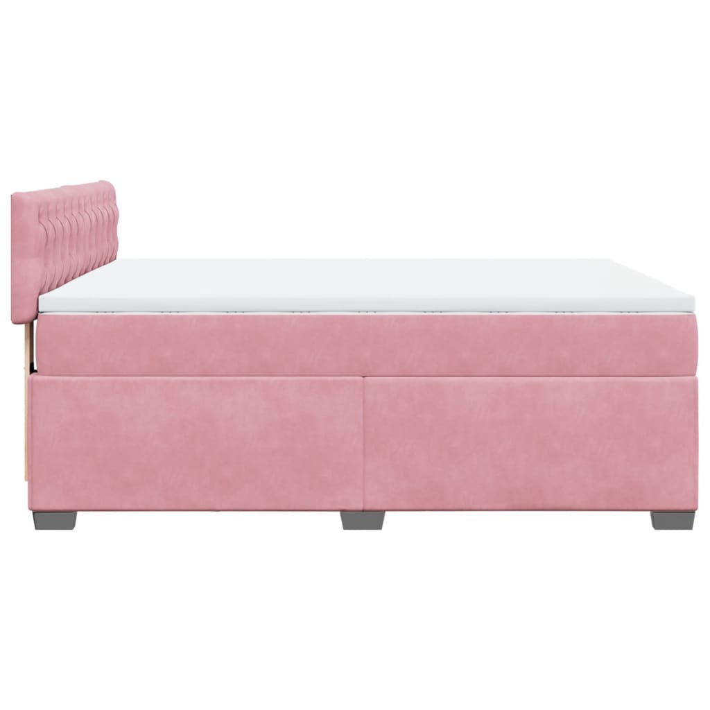 vidaXL Sommier à lattes de lit et matelas rose foncé 140x200cm velours