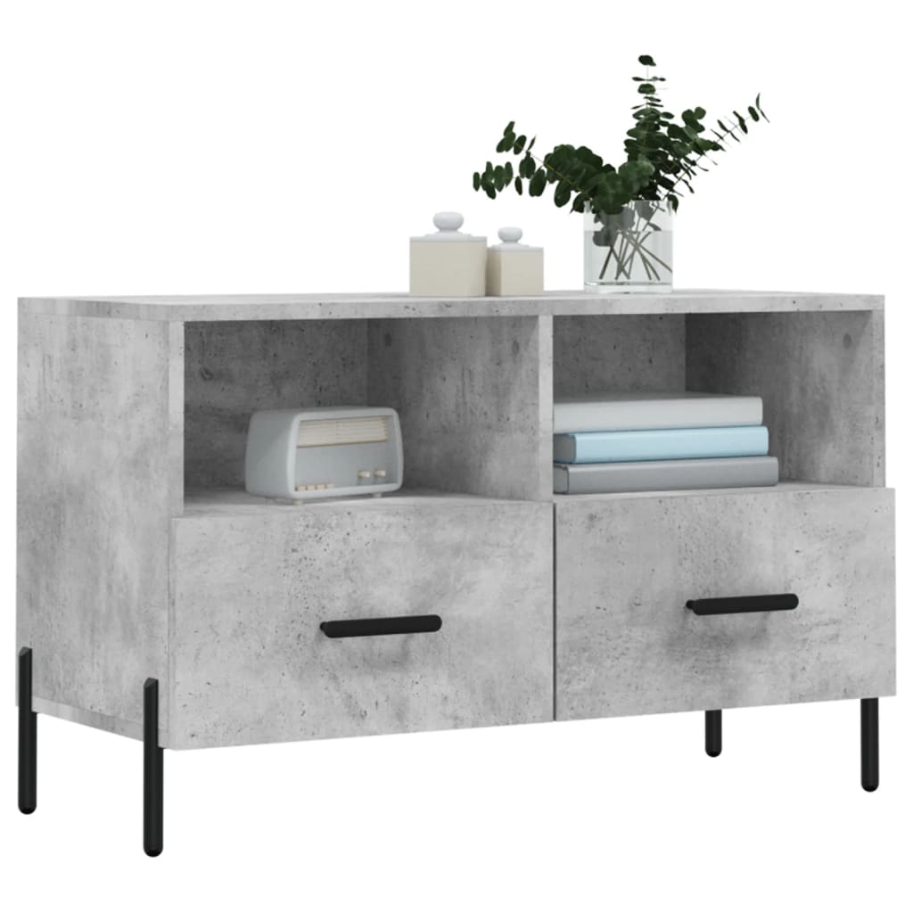 vidaXL Meuble TV Gris béton 80x36x50 cm Bois d'ingénierie