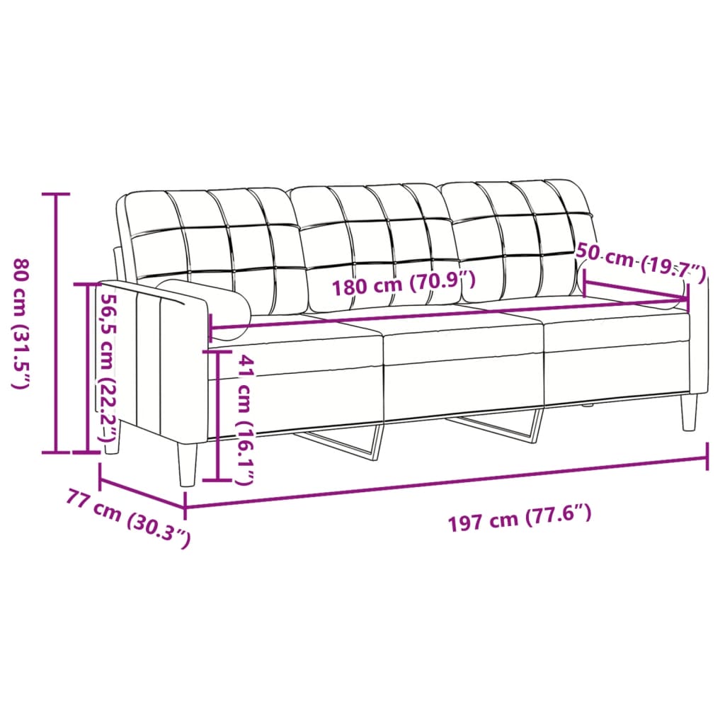 vidaXL Canapé 3 places avec oreillers décoratifs marron 180 cm velours