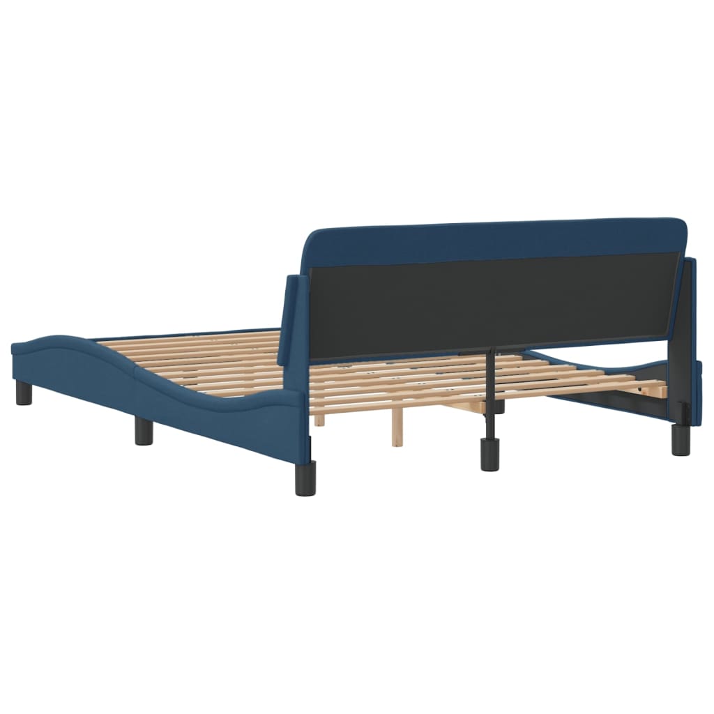 vidaXL Cadre de lit avec tête de lit sans matelas bleu 120x200cm tissu