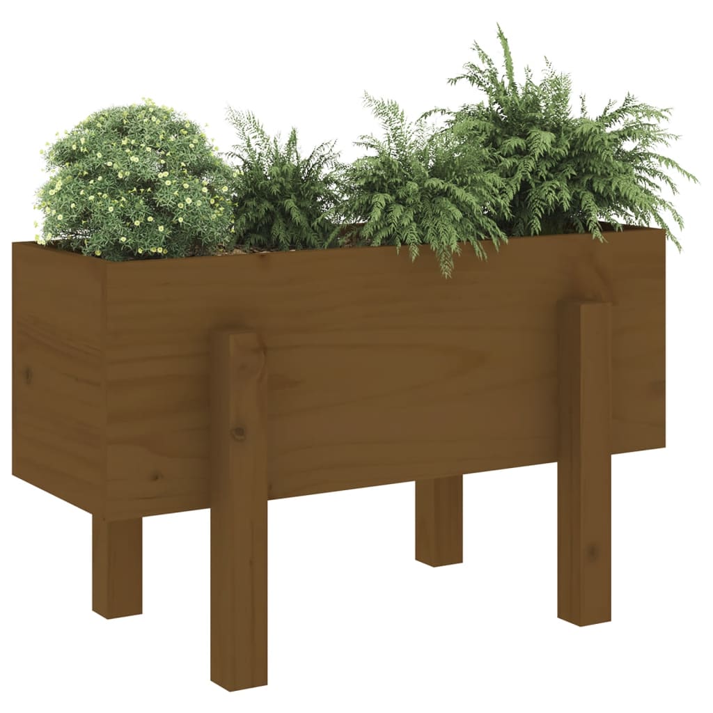 vidaXL Jardinière marron miel 62x30x38 cm bois massif de pin