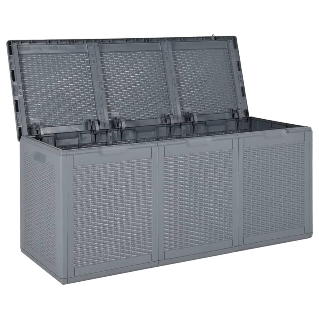 vidaXL Boîte de rangement de jardin gris PP rotin 270 L