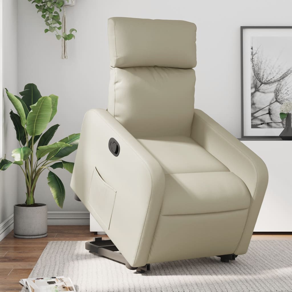 vidaXL Fauteuil inclinable Crème Similicuir