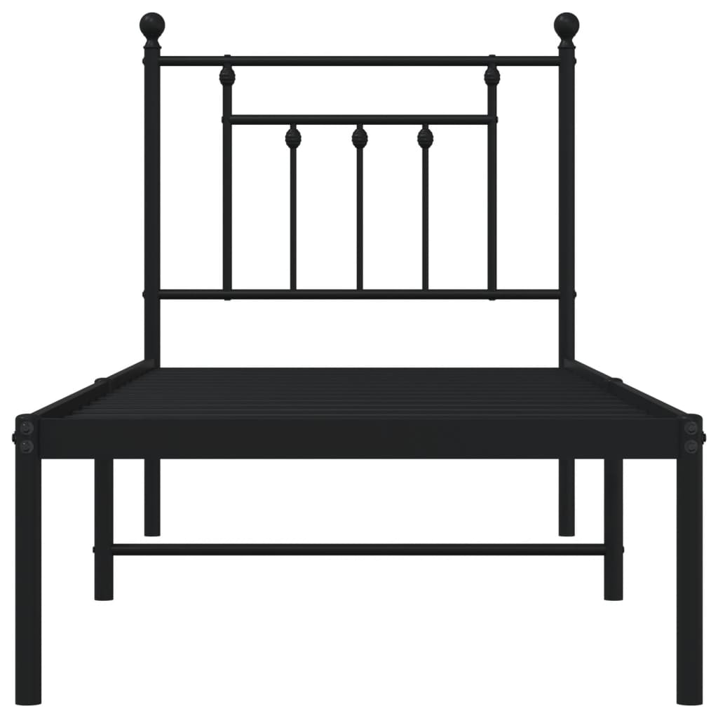 vidaXL Cadre de lit métal sans matelas avec tête de lit noir 75x190 cm