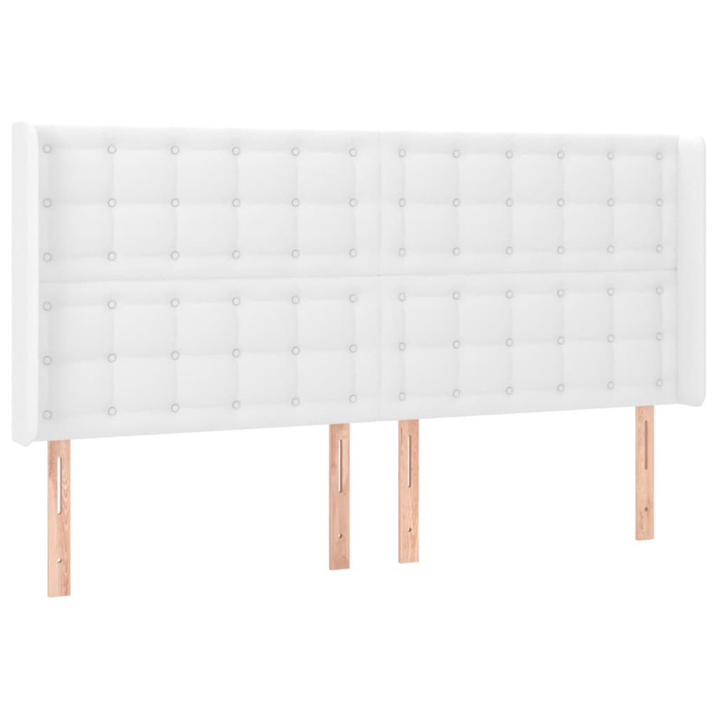 vidaXL Tête de lit avec oreilles Blanc 203x16x118/128 cm Similicuir