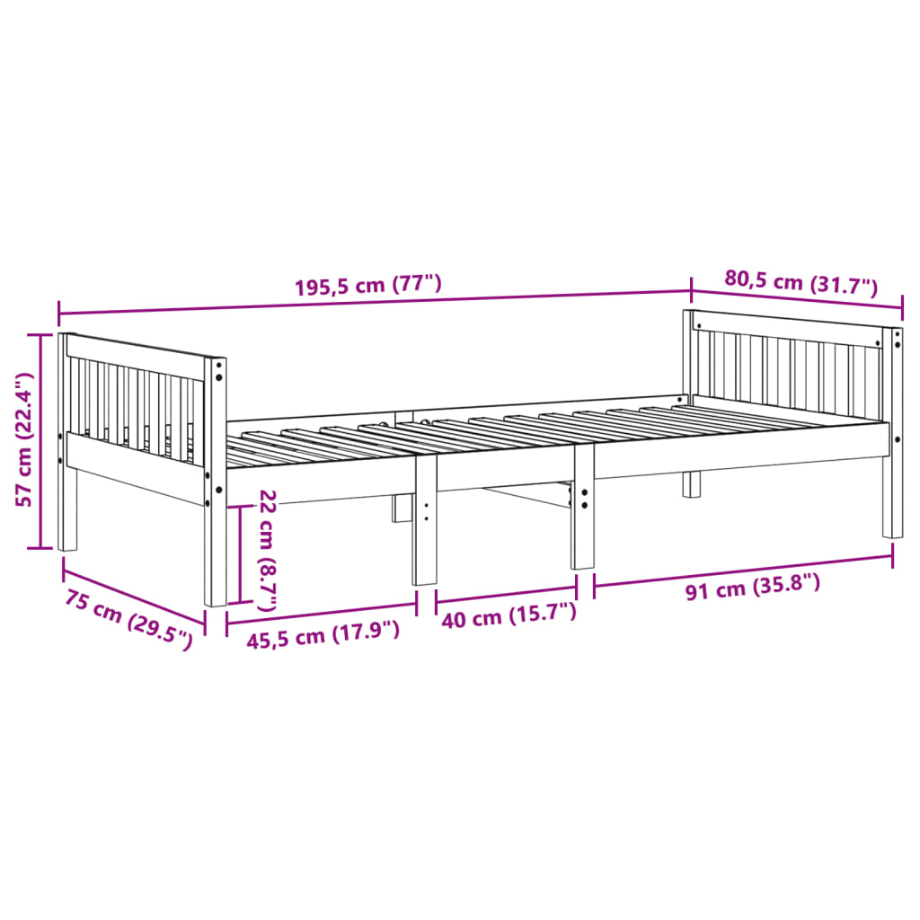 vidaXL Lit pour enfants sans matelas blanc 75x190cm bois de pin massif