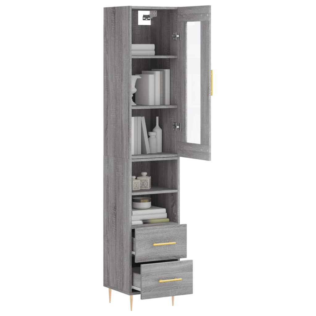 vidaXL Buffet haut Sonoma gris 34,5x34x180 cm Bois d'ingénierie