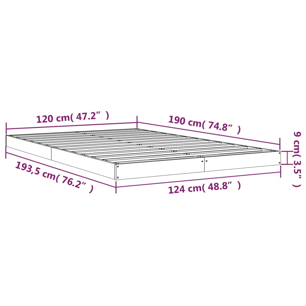 vidaXL Cadre de lit blanc 120x190 cm petit double bois massif de pin