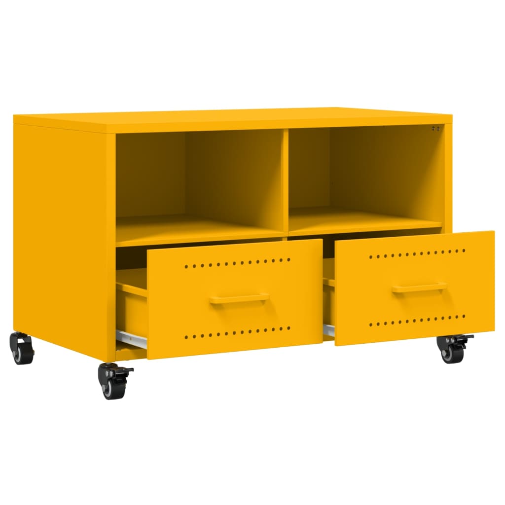 vidaXL Meuble TV jaune moutarde 68x39x43,5 cm acier