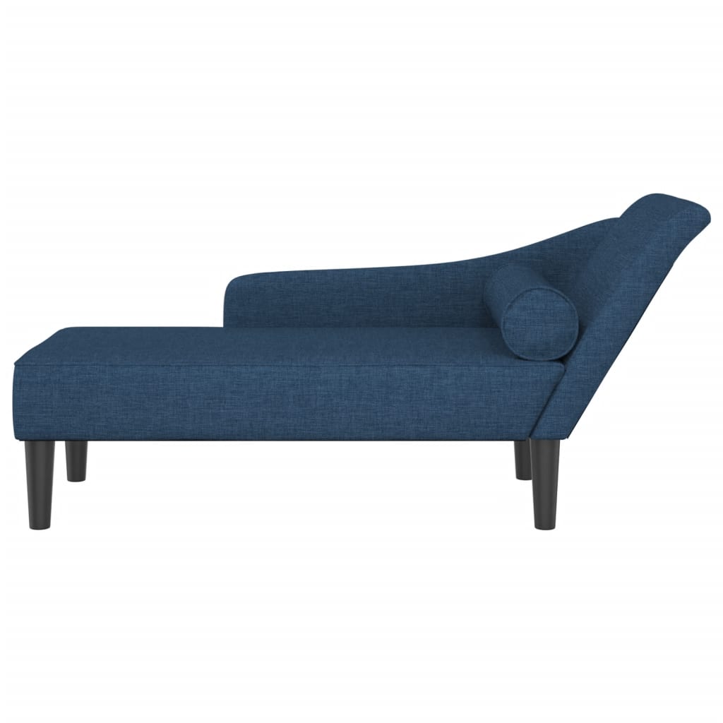 vidaXL Chaise longue avec coussins bleu tissu