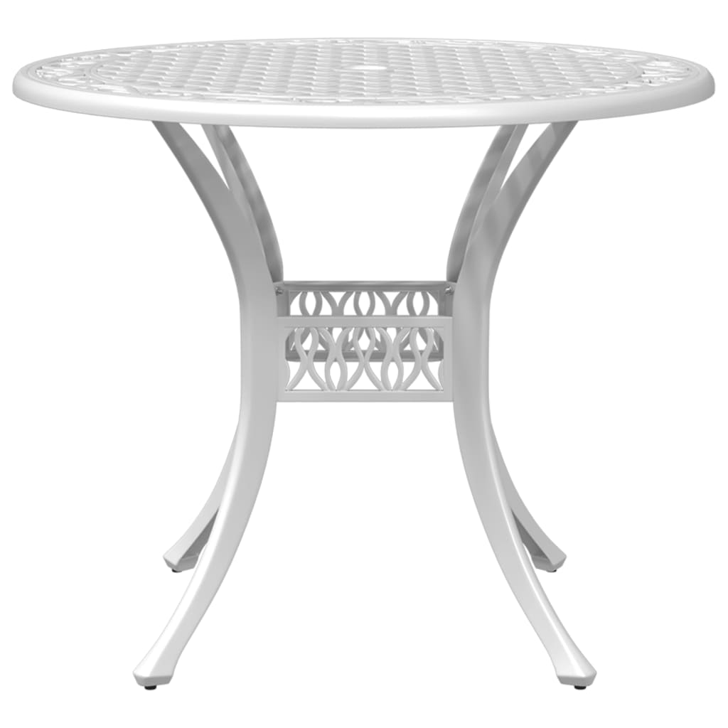 vidaXL Table de jardin blanc Ø90x75 cm aluminium coulé