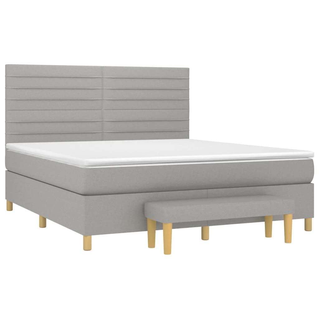 vidaXL Sommier à lattes de lit avec matelas Gris clair 160x200cm Tissu