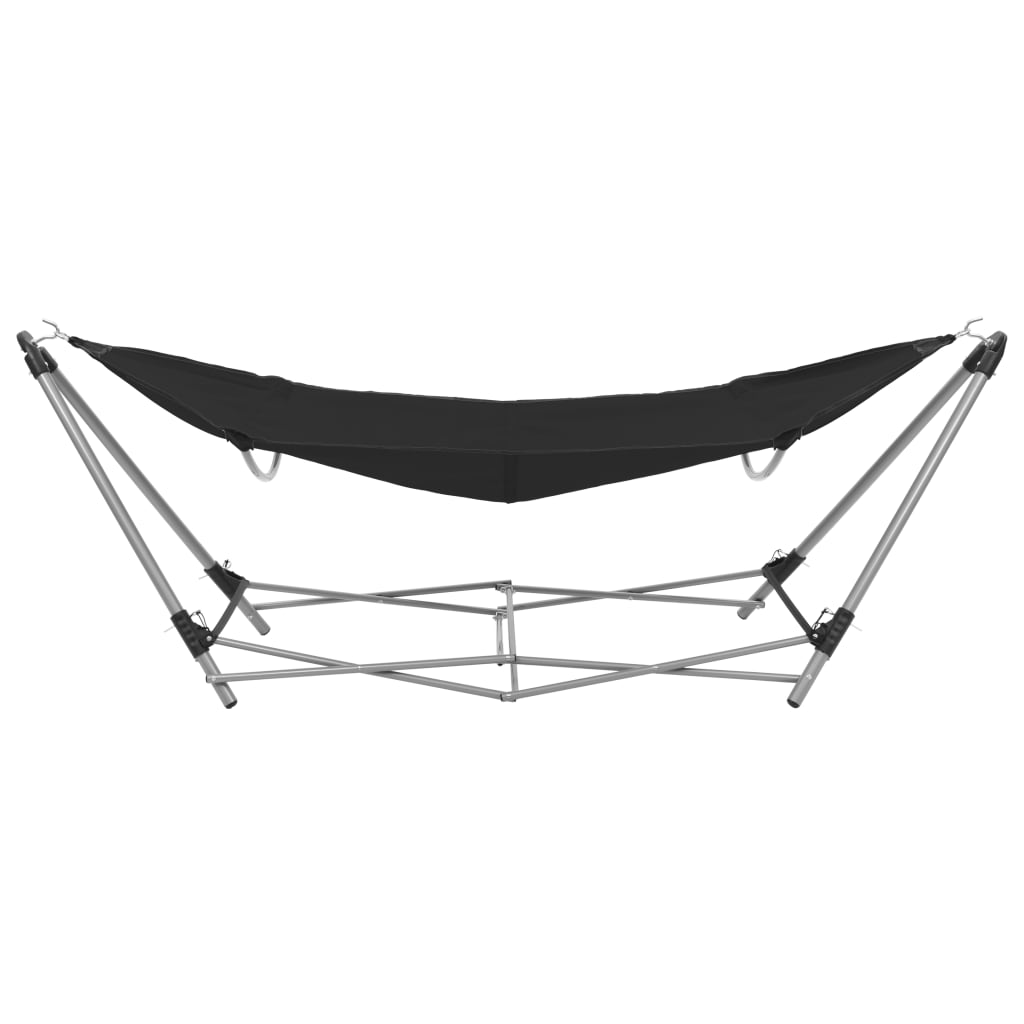 vidaXL Hamac avec support pliable Noir