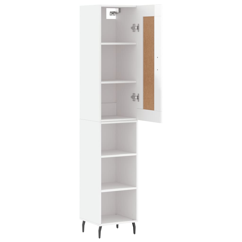 vidaXL Buffet haut Blanc brillant 34,5x34x180 cm Bois d'ingénierie