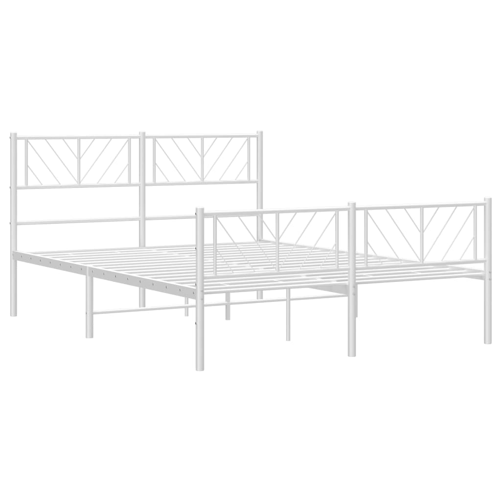 vidaXL Cadre de lit métal sans matelas et pied de lit blanc 150x200 cm