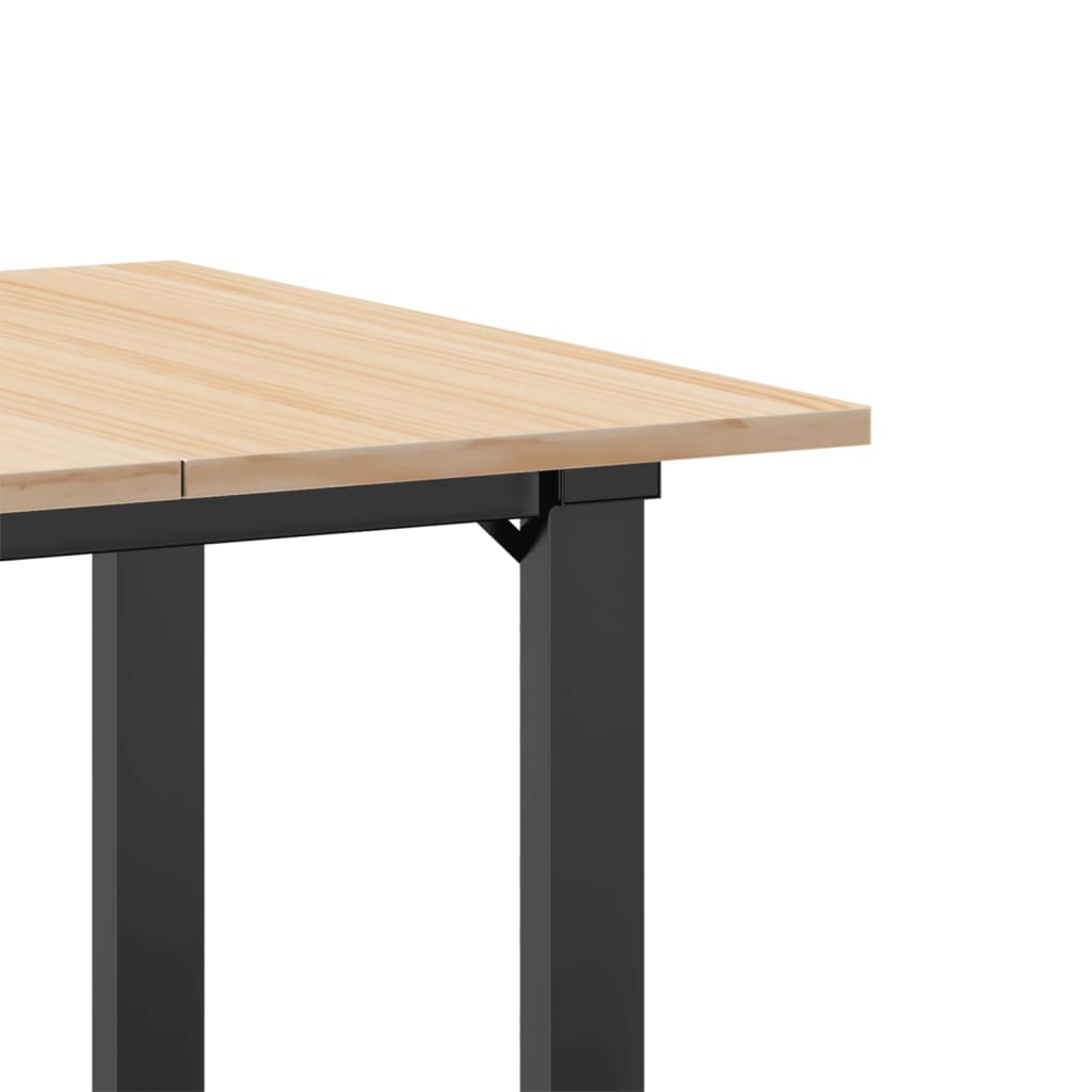 vidaXL Table à manger cadre en O 60x60x75 cm bois de pin massif fonte